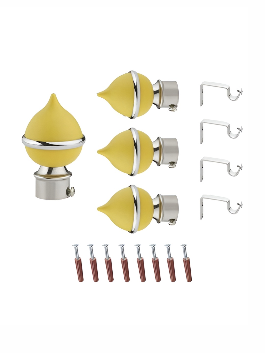 

GLOXY 8 Pieces Yellow & Silver Aluminum Curtain Rods & Brackets