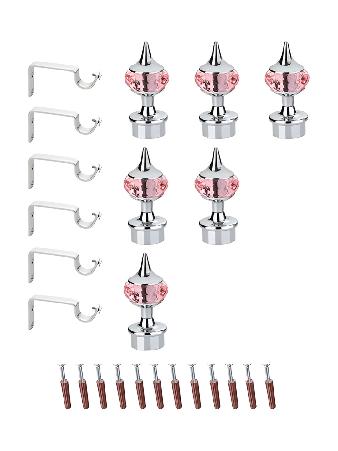 

GLOXY Pink & Grey 3 Pieces Stainless Steel Curtain Rods With Brackets
