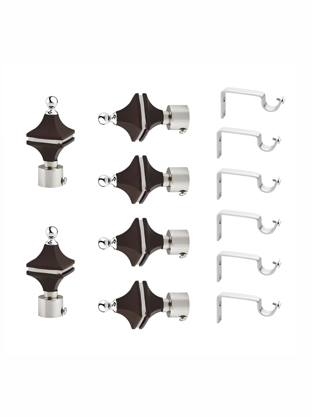 

GLOXY Black 12 Pieces Stainless Steel Curtain Rods & Brackets
