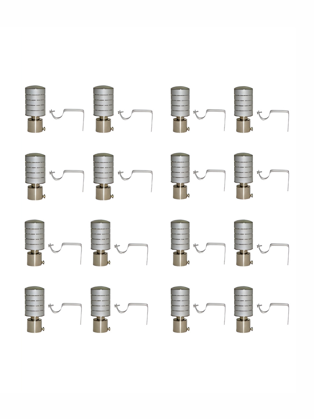 

GLOXY 16 Pieces Stainless Steel Curtain Bracket Parda Holder with Support, Silver
