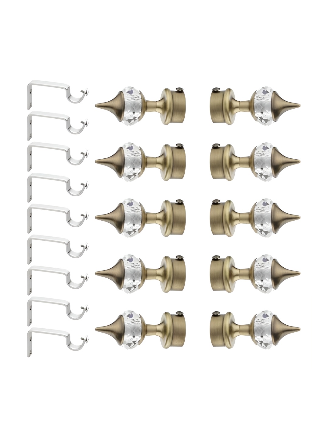 

GLOXY 20 Pieces White & Silver Aluminum Curtain Rods & Brackets, Gold