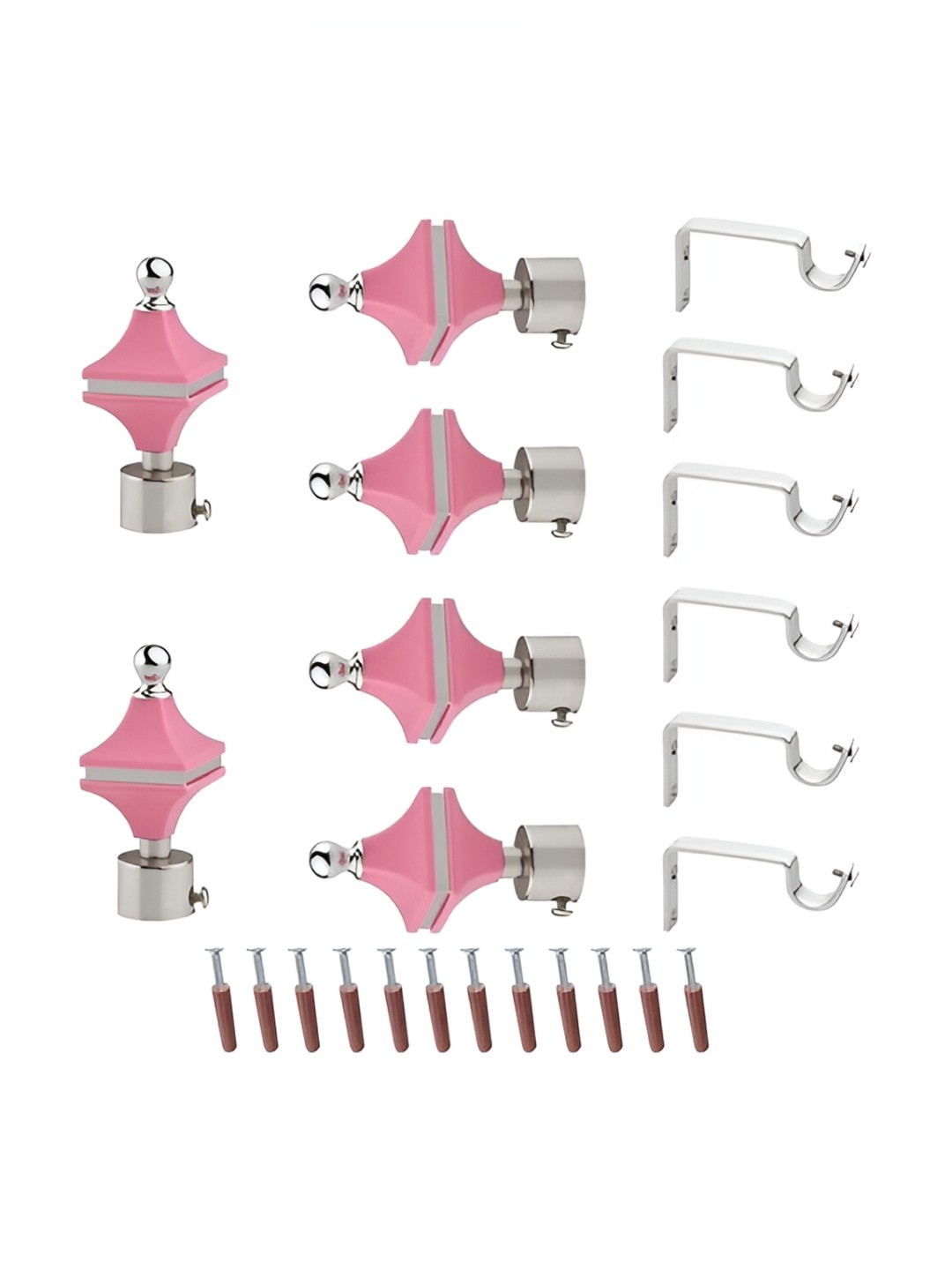 

GLOXY 12 Piece Pink & Silver Aluminum Curtain Rods & Brackets