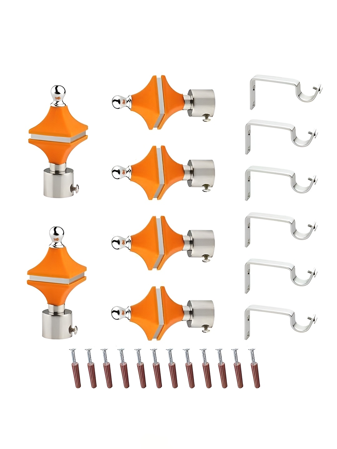 

GLOXY 12 Pieces Green & Silver Aluminum Curtain Rods & Brackets, Orange