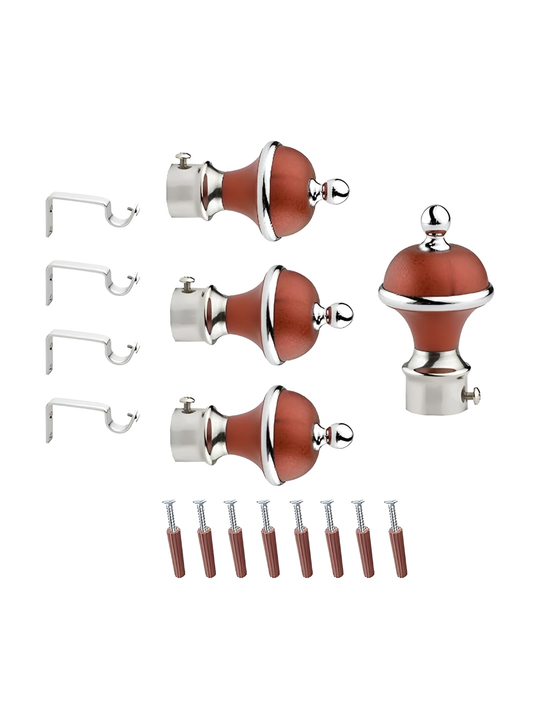 

GLOXY 8 Pieces Red & Silver Aluminum Curtain Rods & Brackets
