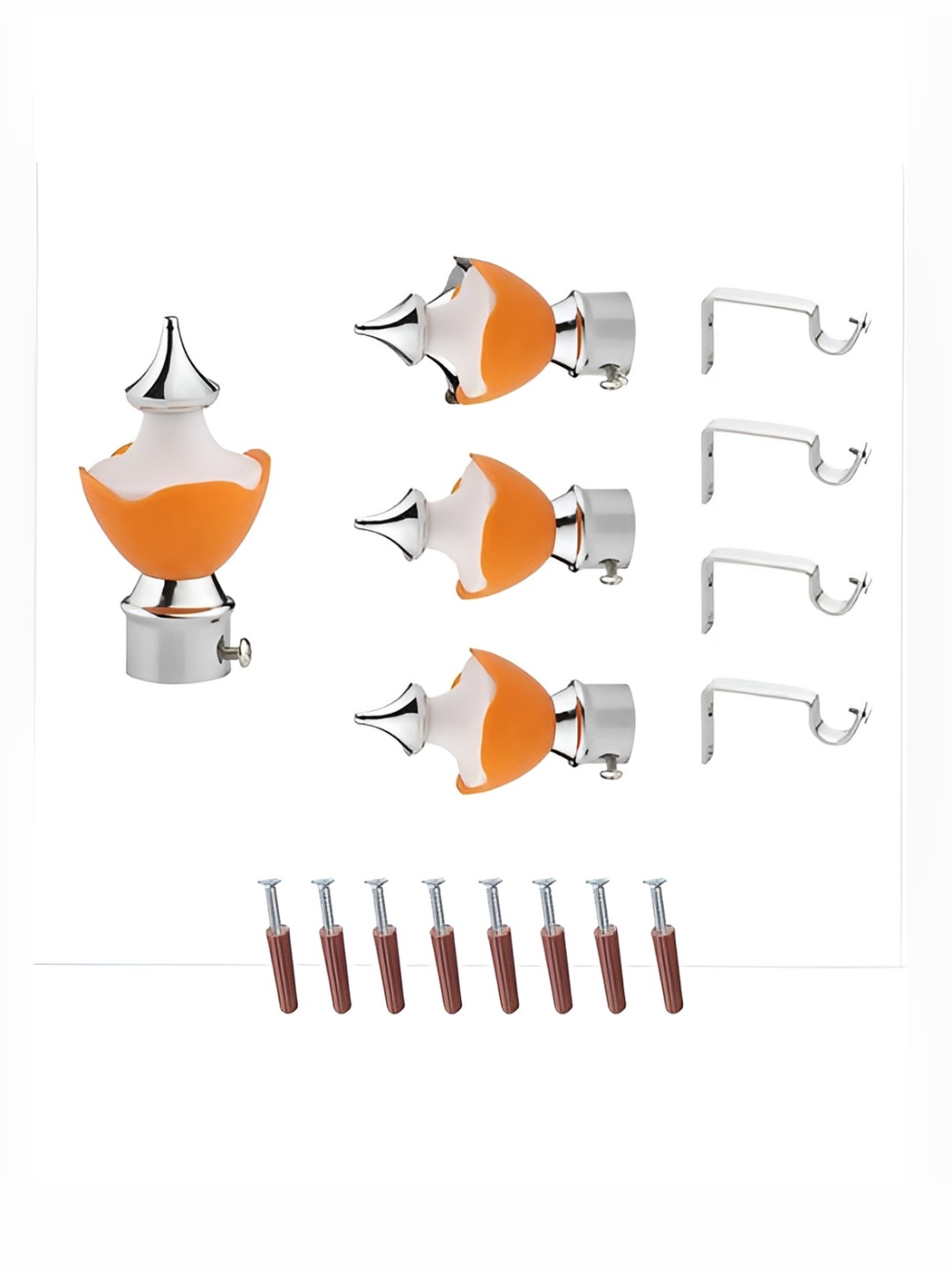 

GLOXY Orange & Grey 4 Pieces Stainless Steel Curtain Rods With Brackets