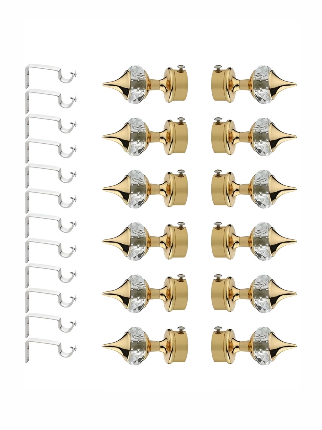 

GLOXY 12 Pieces Gold & Silver Aluminum Curtain Rods & Brackets