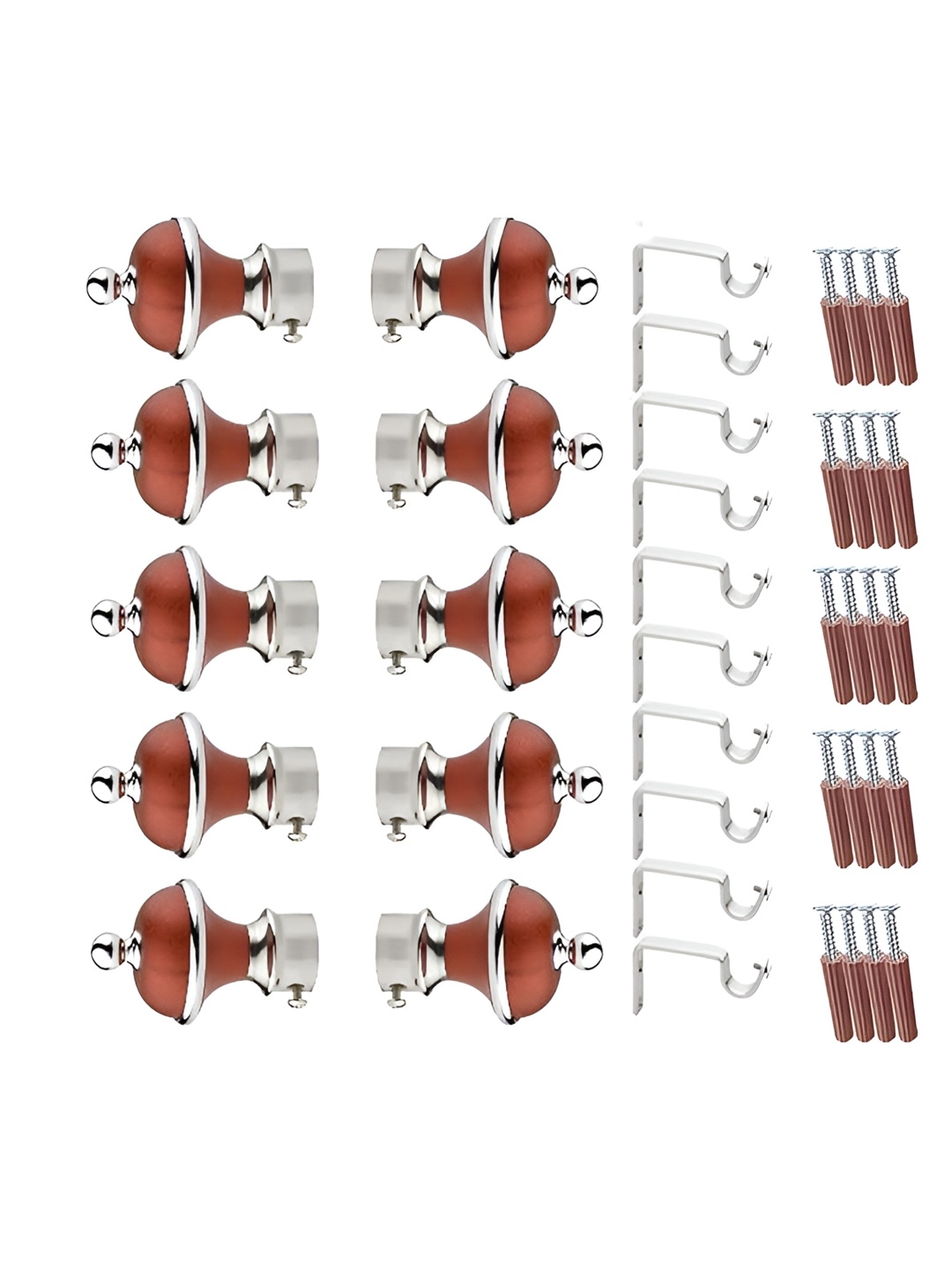 

GLOXY 20 Pieces Red & Silver Aluminum Curtain Rods & Brackets
