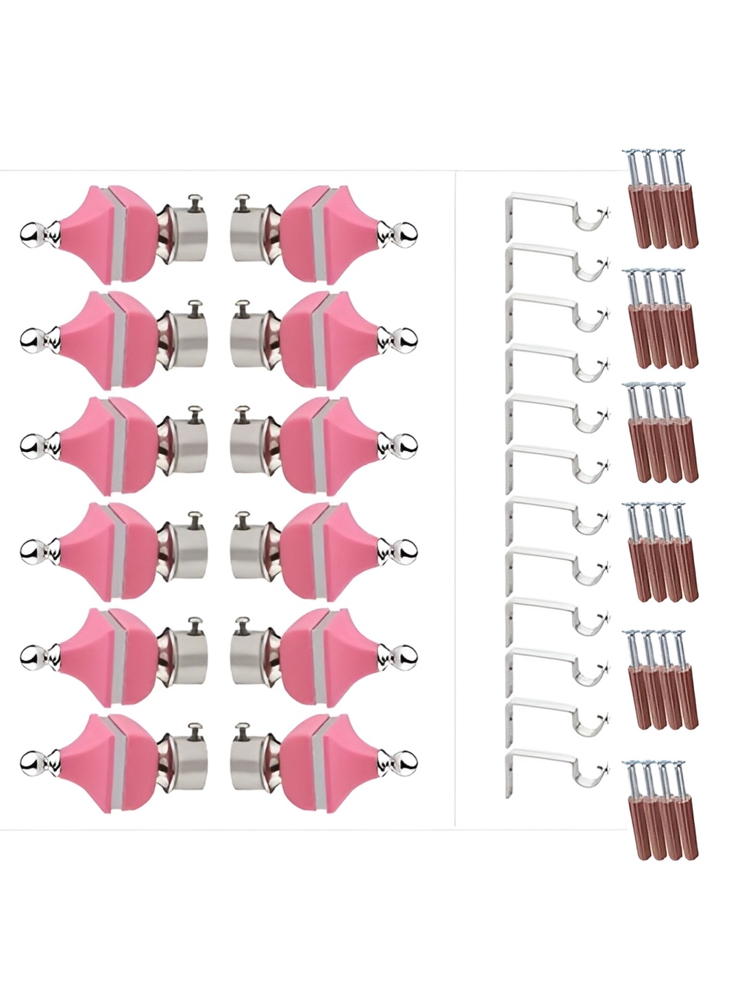

GLOXY Pink 6 Pieces Stainless Steel Curtain Rods and Brackets