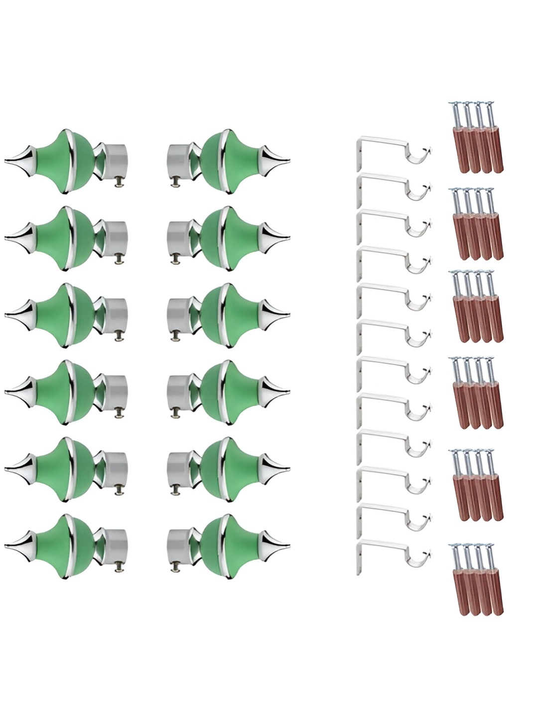 

GLOXY Green & Grey 6 Pieces Stainless Steel Curtain Rods With Brackets