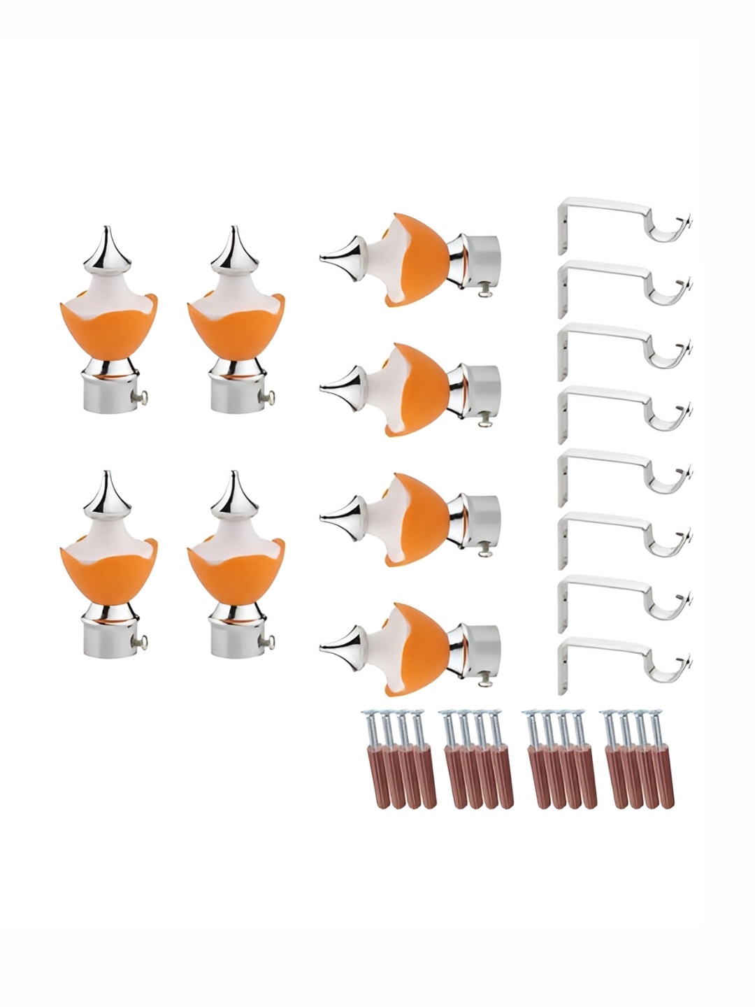 

GLOXY 8 Pieces Orange & Silver Aluminum Curtain Rods & Brackets
