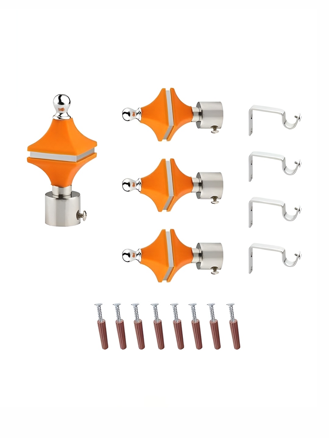 

GLOXY 8 Pieces Orange & Silver Aluminum Curtain Rods & Brackets