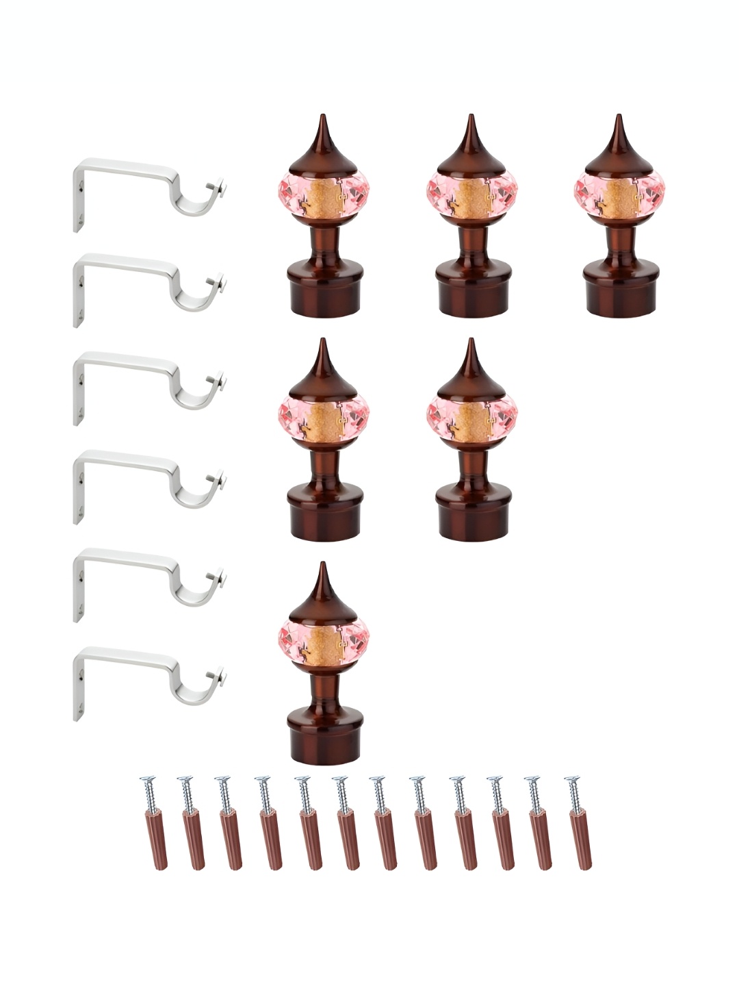 

GLOXY 6 Pieces Orange & Silver Aluminum Curtain Rods & Brackets