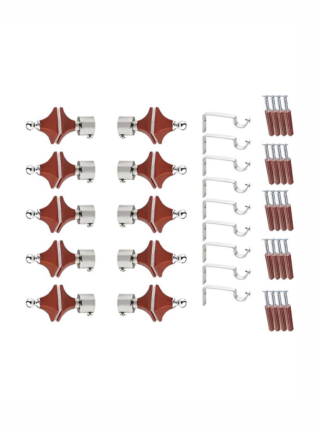 

GLOXY 20 Pieces Maroon & Silver Aluminum Curtain Rods & Brackets