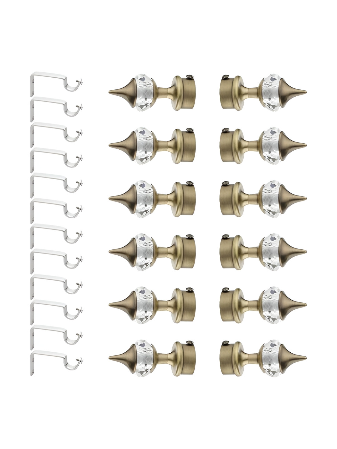 

GLOXY 24 Pieces Brown & Silver Aluminum Curtain Rods & Brackets