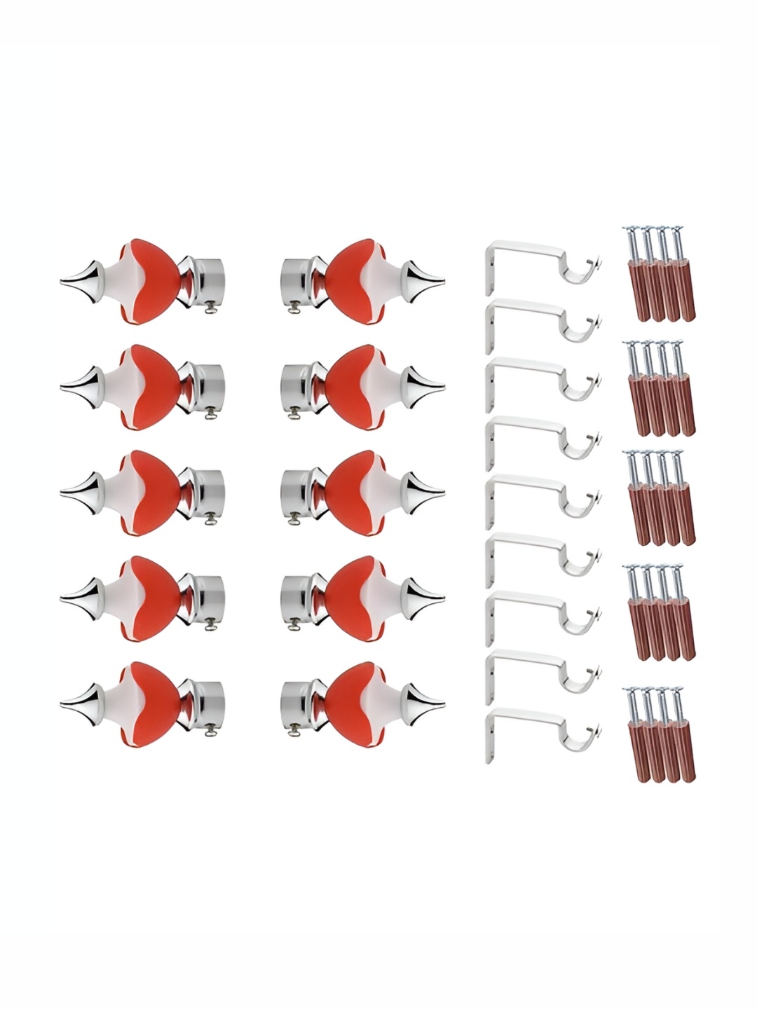 

GLOXY 20 Pieces Red Silver Aluminum Curtain Rods & Brackets