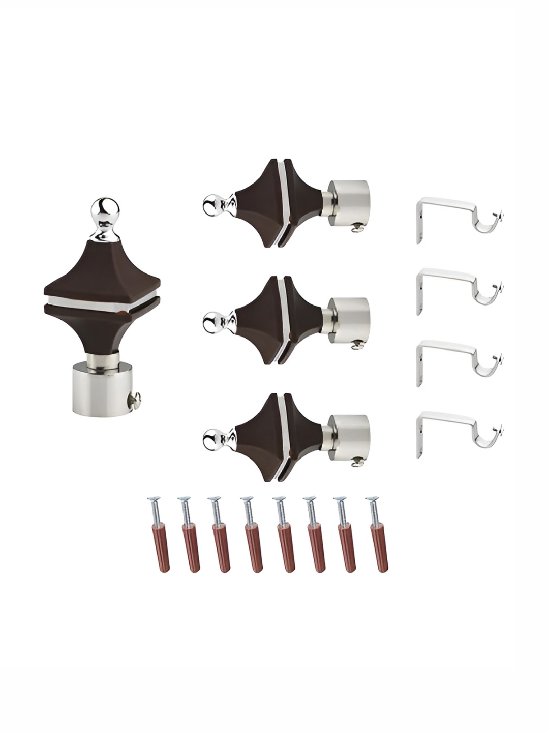 

GLOXY Brown 2 Pieces Stainless Steel Curtain Rods and Brackets