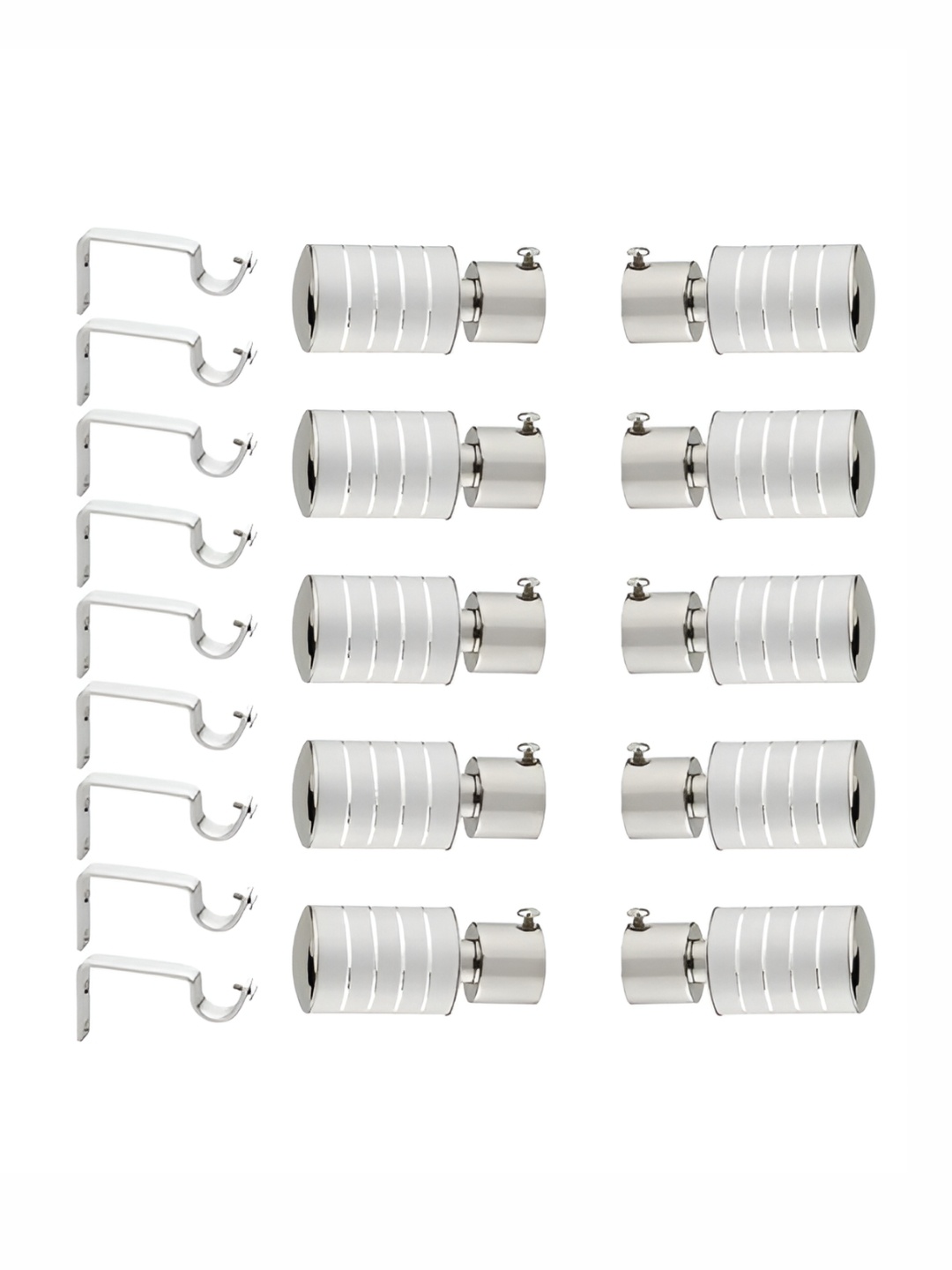 

GLOXY White 19 Pieces Stainless Steel Curtain Rods & Brackets