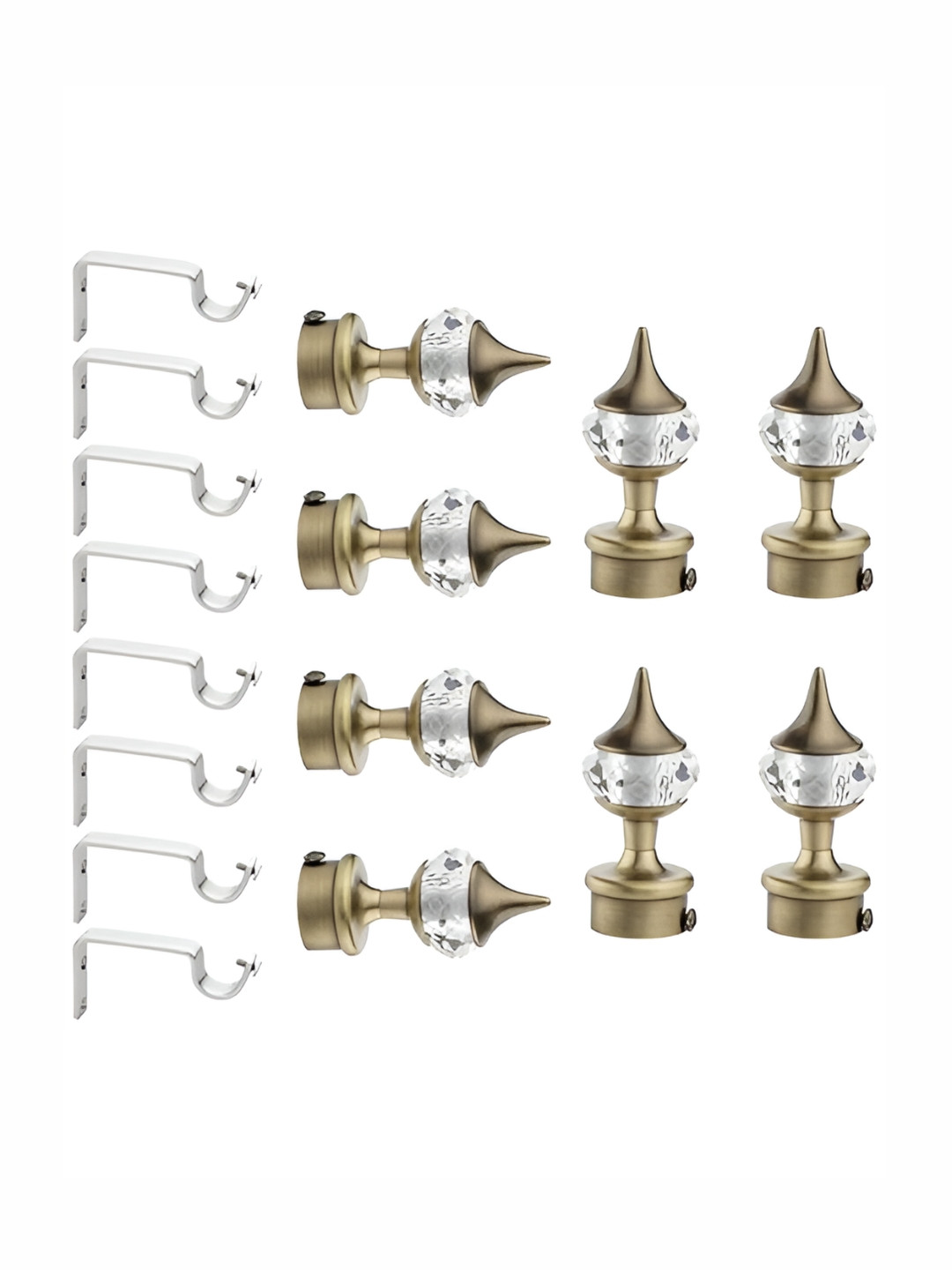 

GLOXY 16 Pieces Grey & Silver Aluminum Curtain Rods & Brackets, Gold
