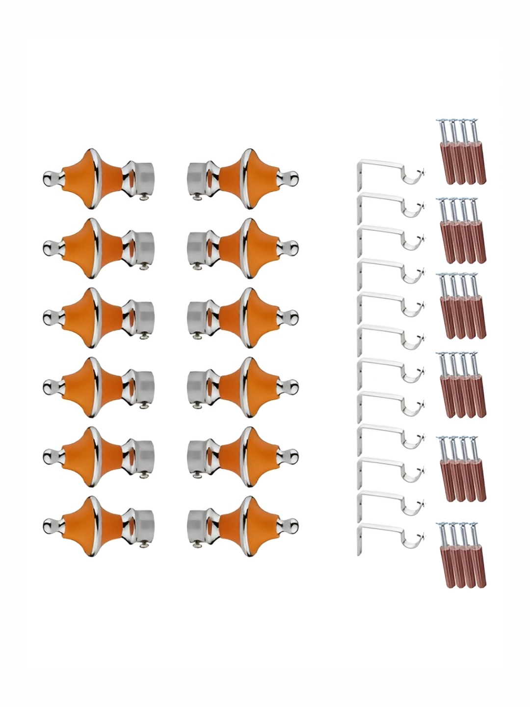 

GLOXY 24 Pieces Orange & Silver Aluminum Curtain Rods & Brackets