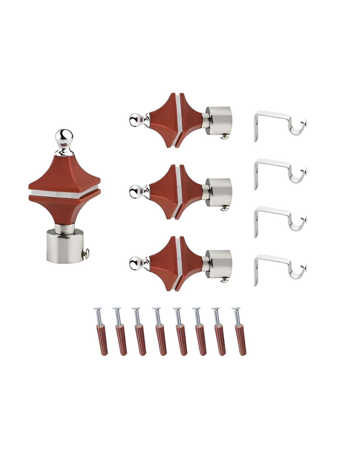 

GLOXY Maroon 4 Pieces Stainless Steel Curtain Rods & Brackets