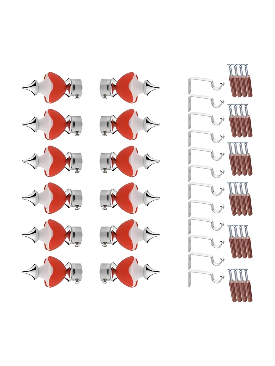 

GLOXY Red 24 Pieces Stainless Steel Curtain Rods & Brackets