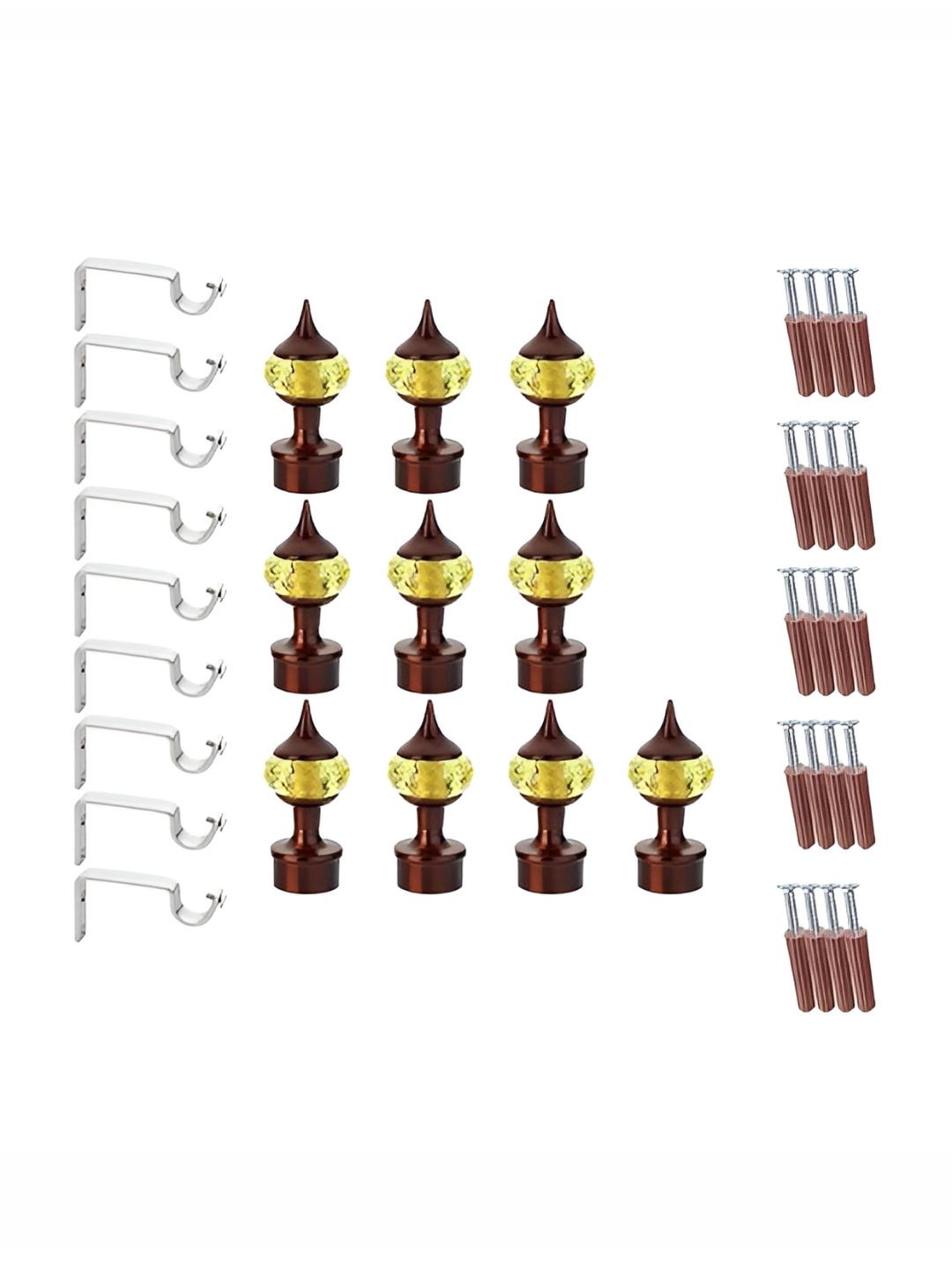 

GLOXY 10 Pieces Yellow & Silver Aluminum Curtain Rods & Brackets