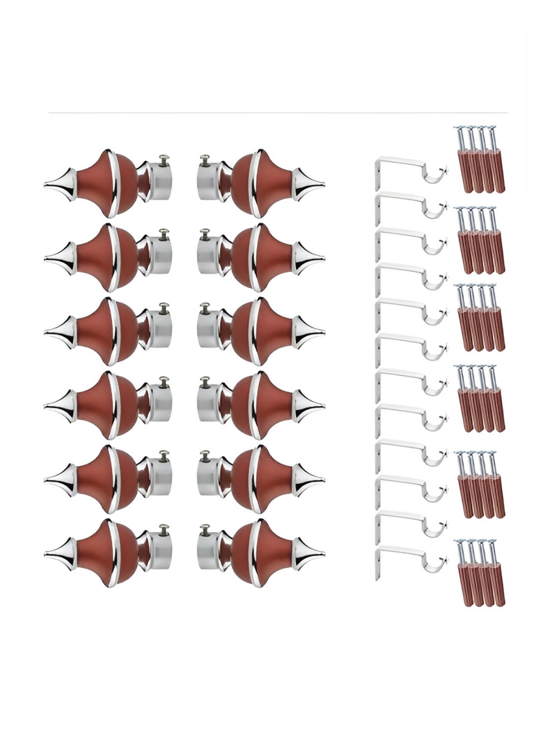 

GLOXY 12 Pieces Maroon & Silver Aluminum Curtain Rods & Brackets