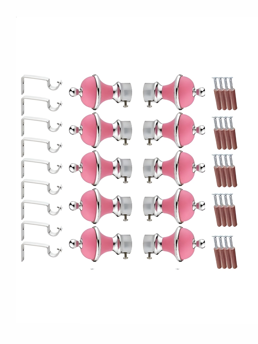 

GLOXY 20 Pieces Pink & Silver Aluminum Curtain Rods & Brackets