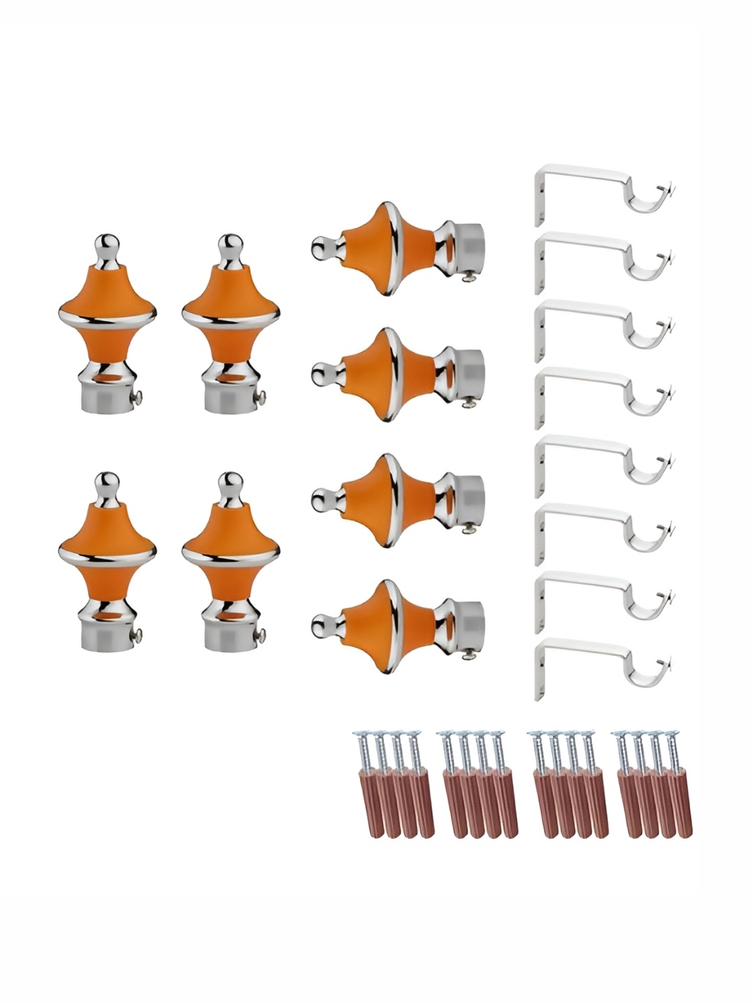 

GLOXY 16 Pieces Orange & Silver Aluminum Curtain Rods & Brackets