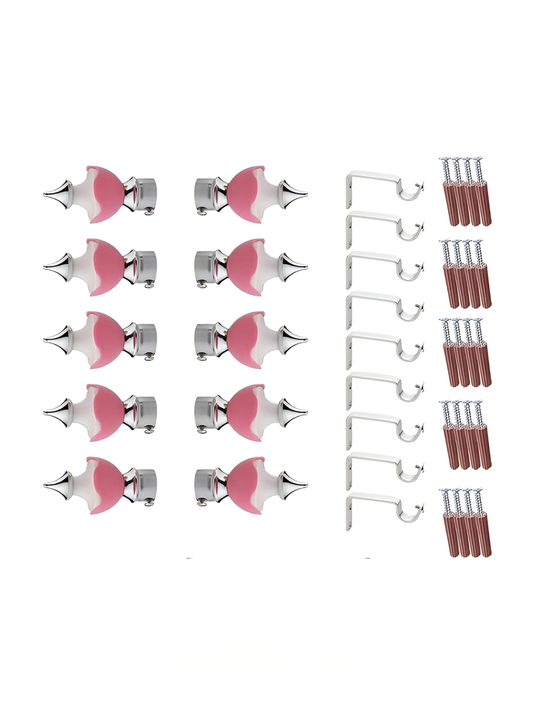

GLOXY Pink 5 Pieces Stainless Steel Curtain Rods & Brackets
