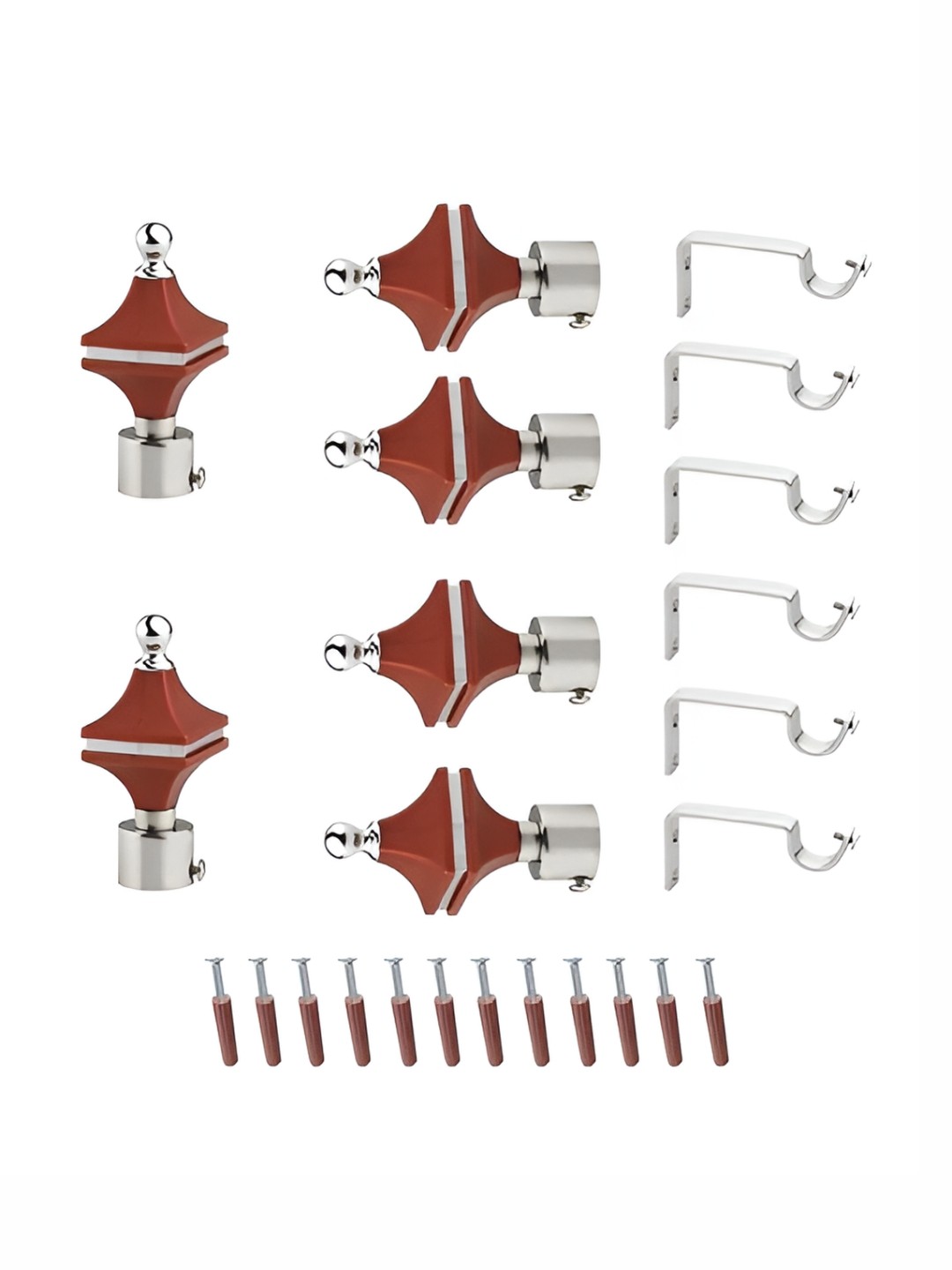 

GLOXY 12 Pieces Maroon & Silver Aluminum Curtain Rods & Brackets
