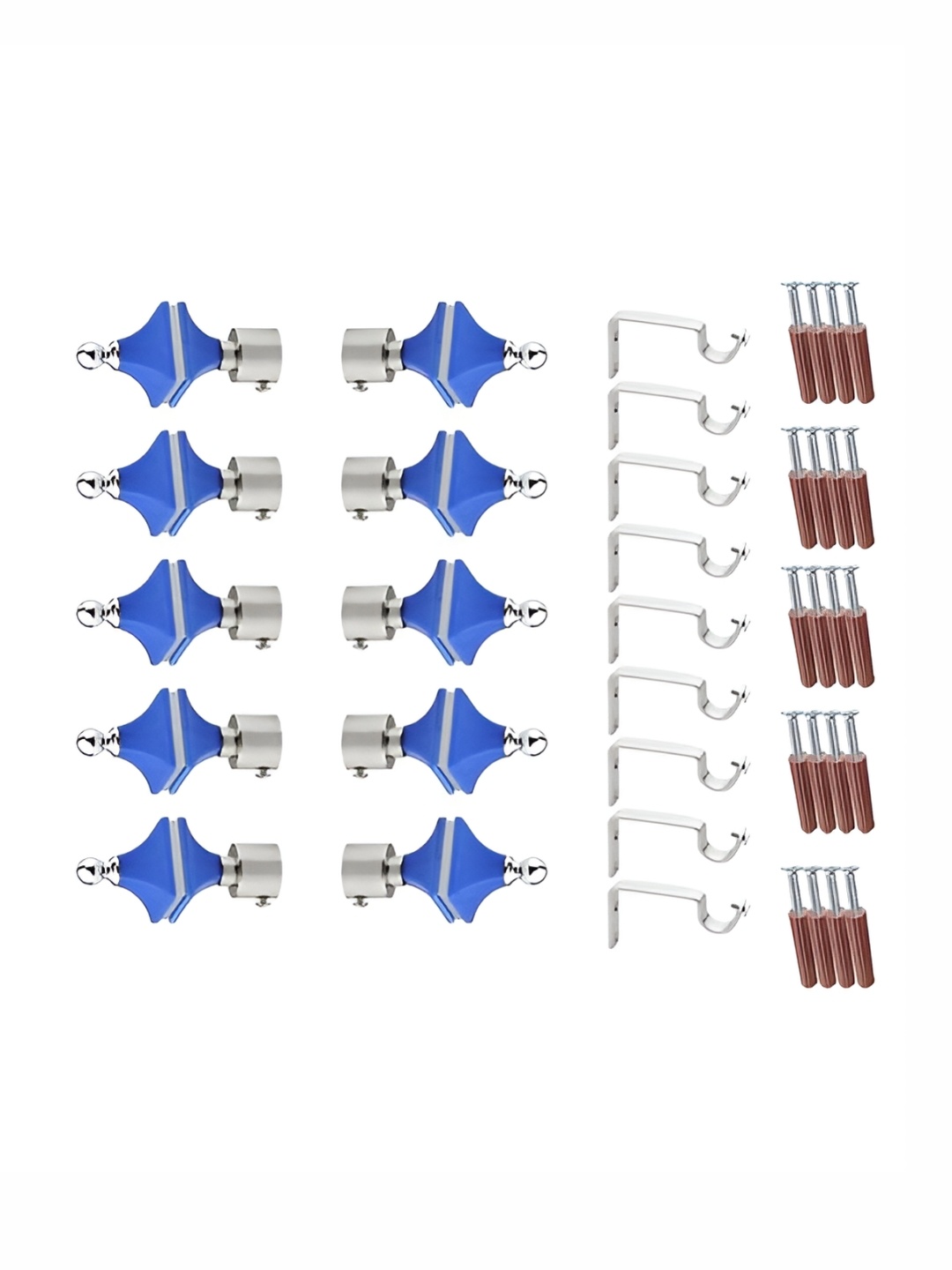 

GLOXY 20 Pieces Blue & Silver Aluminum Curtain Rods & Brackets