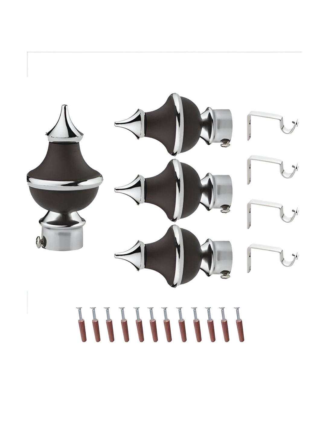 

GLOXY 8 Pieces Brown & Silver Aluminum Curtain Rods & Brackets