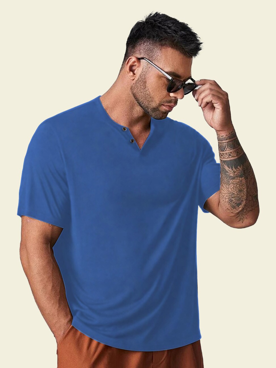 

BAESD Short Sleeves V-Neck T-shirt, Blue