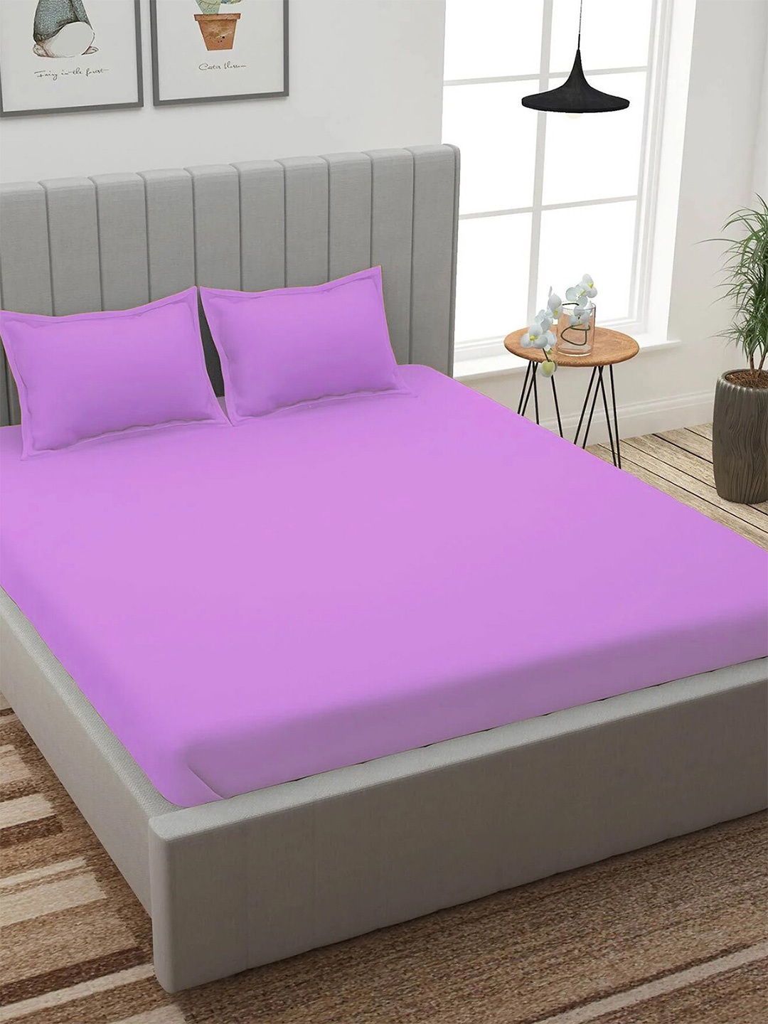 

ROMEE Lavender 150 TC Queen Bedsheet with 2 Pillow Covers