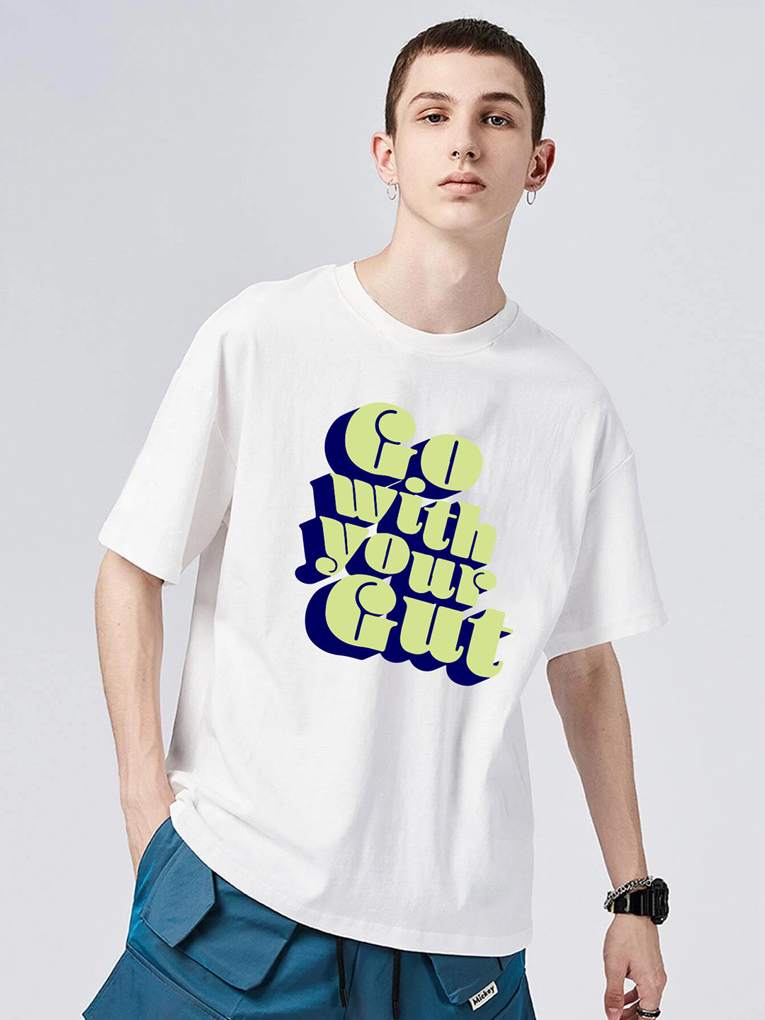

BAESD Typography Printed Round Neck Cotton T-shirt, White