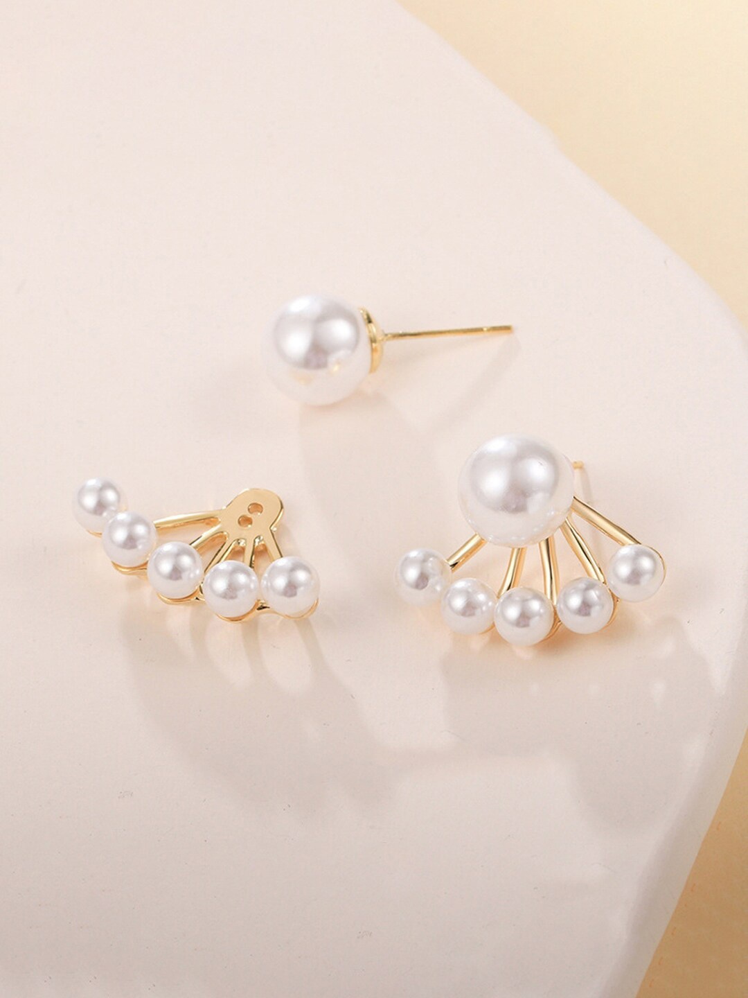 

FIMBUL Gold-Plated Pearl-Beaded Earrings, White