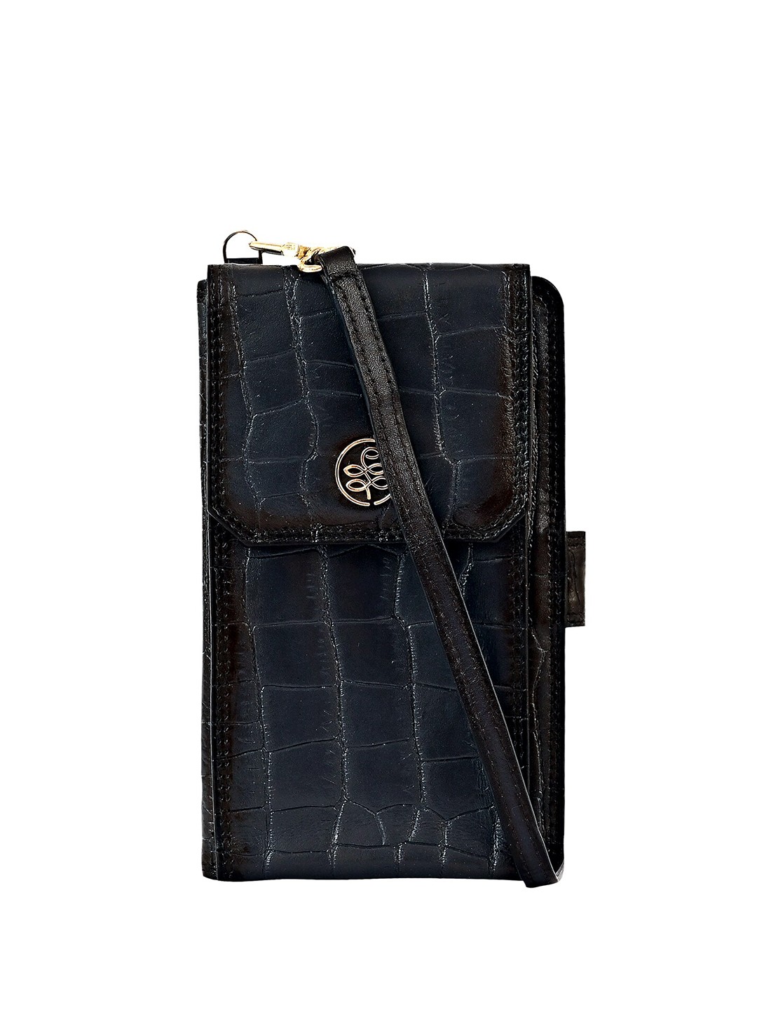 

Eske Women Textured Leather Two Fold Wallet, Navy blue