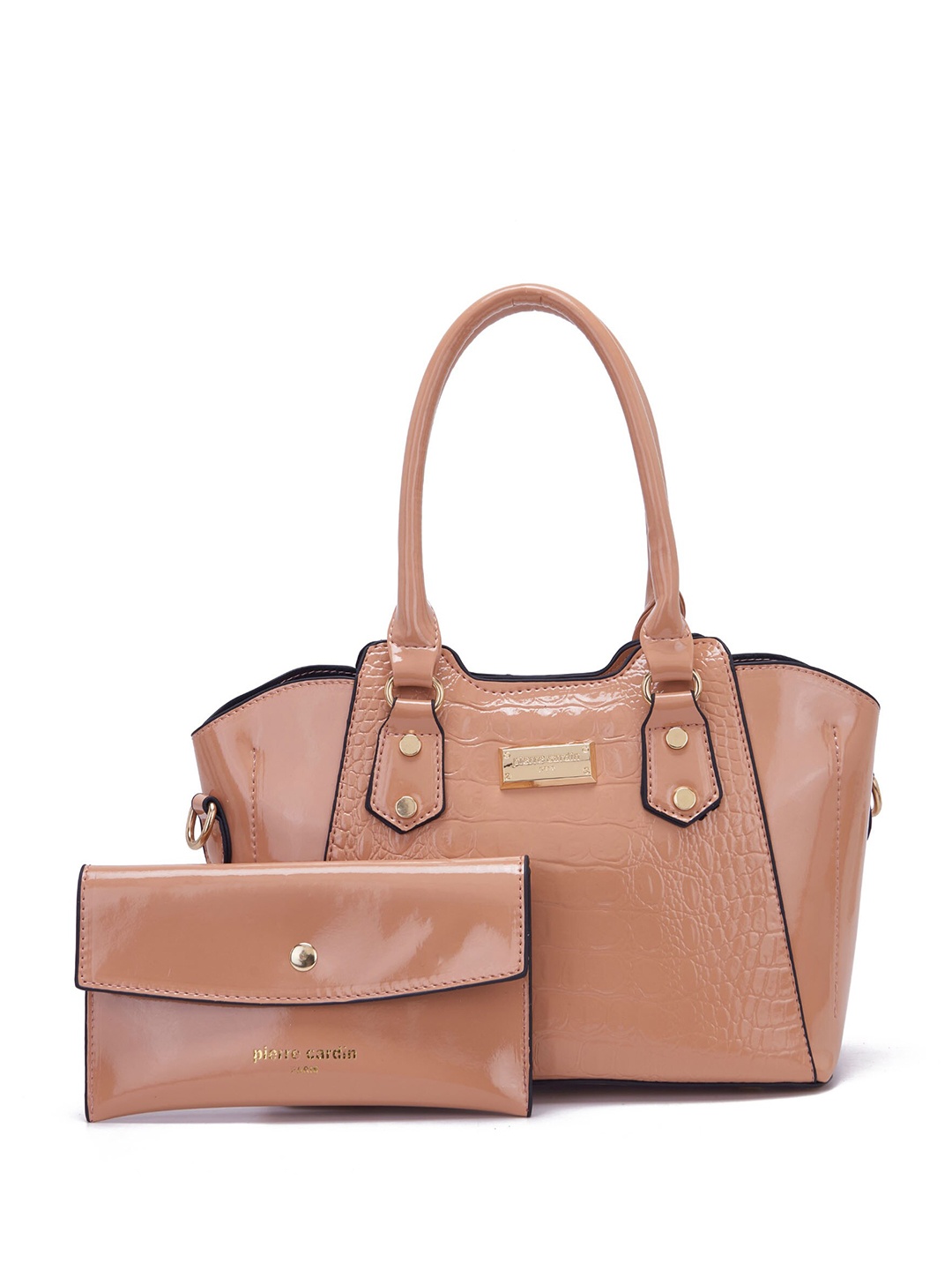 

pierre cardin Textured Handheld Bag With Pouch, Camel brown
