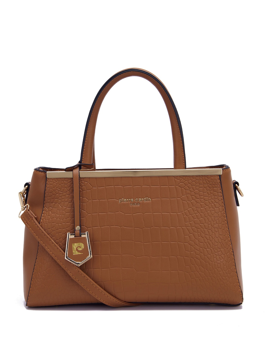 

pierre cardin Textured Structured Handheld Bag, Tan