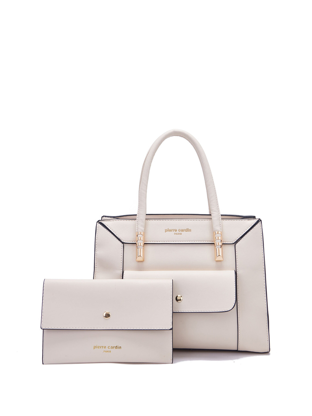

pierre cardin Structured Handheld Bag With Pouch, Beige