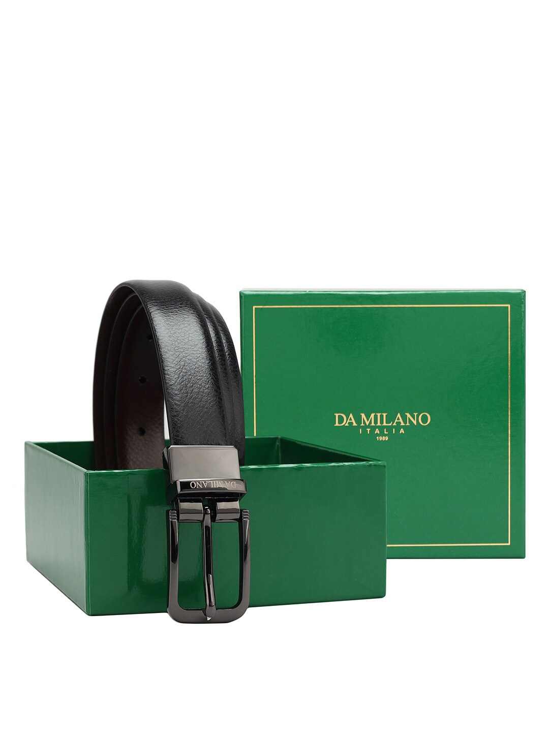 

Da Milano Women Leather Reversible Belt, Black