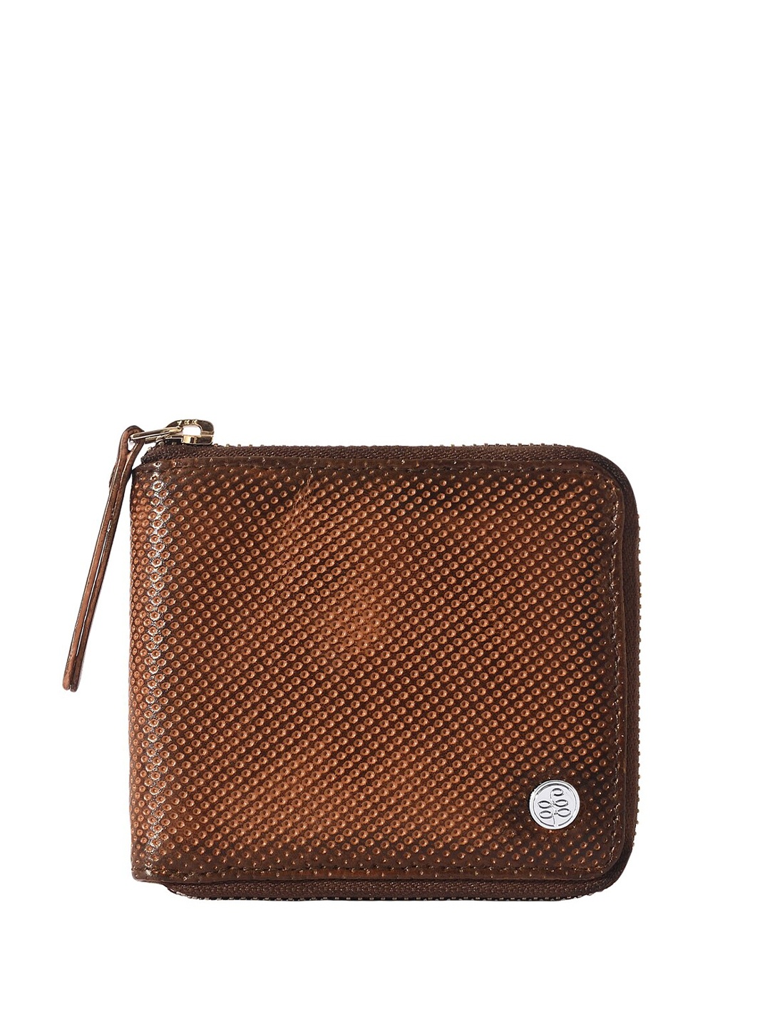 

Eske Men Textured Leather Zip Around Wallet, Brown
