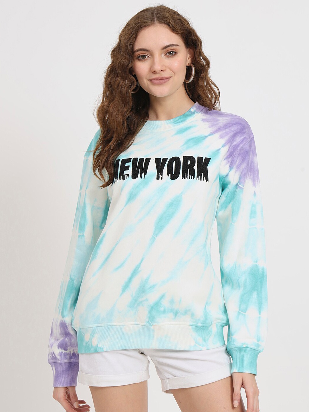 

VividArtsy Typography Printed Pure Cotton Pullover Sweatshirt, Blue