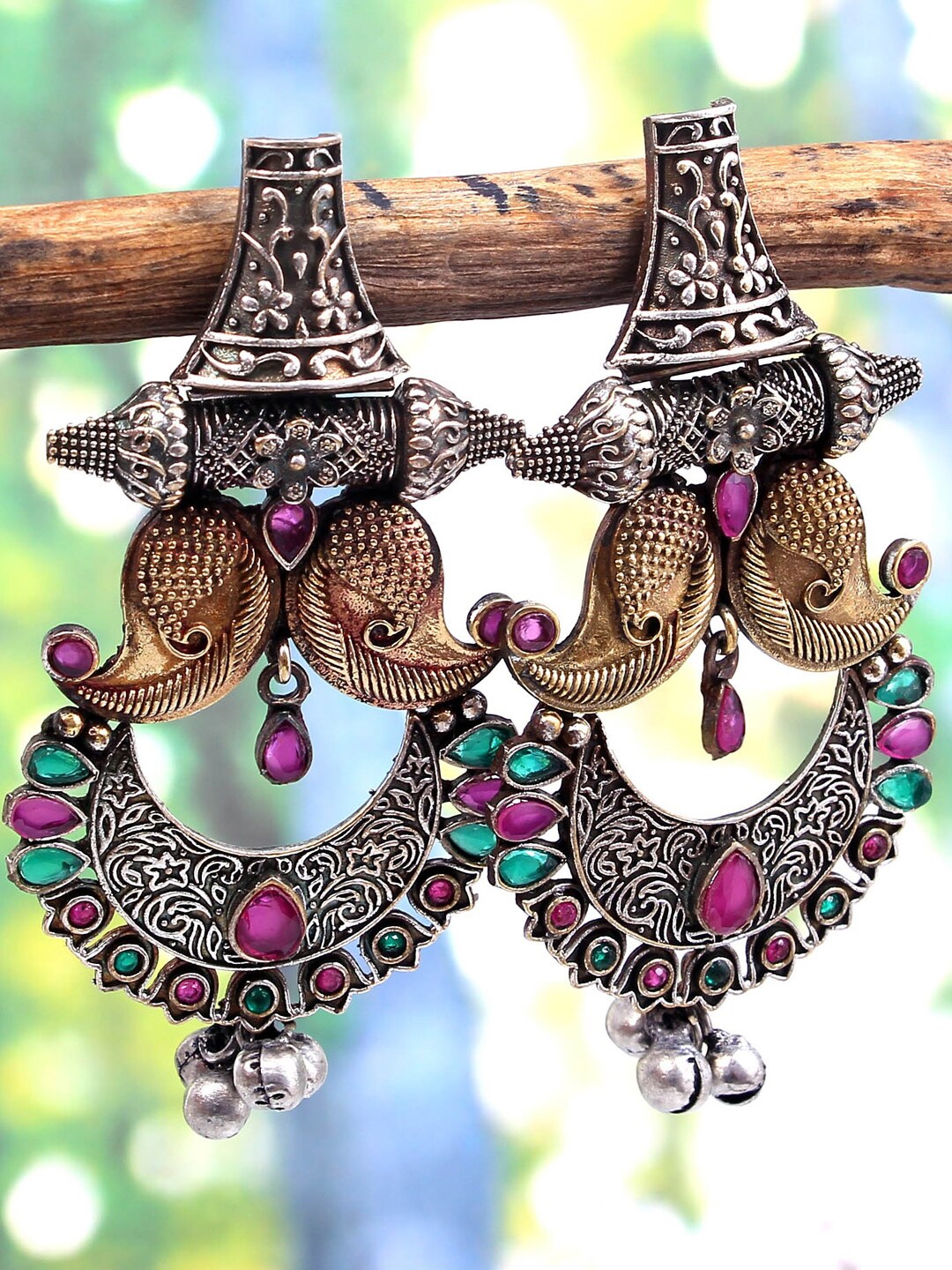 

VIRAASI Silver-Plated Contemporary Drop Earrings