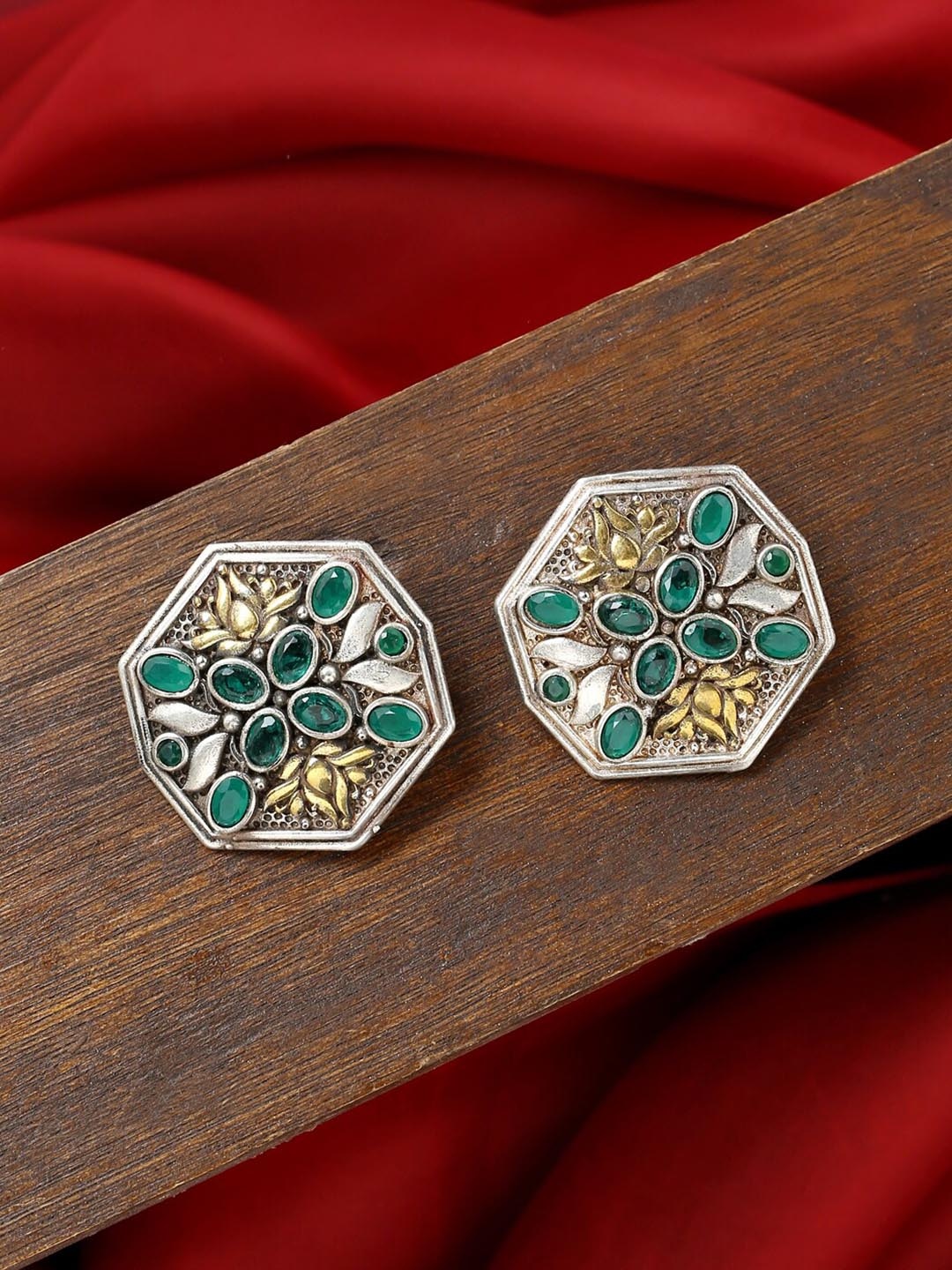 

VIRAASI Silver-Plated Contemporary Stud Earrings