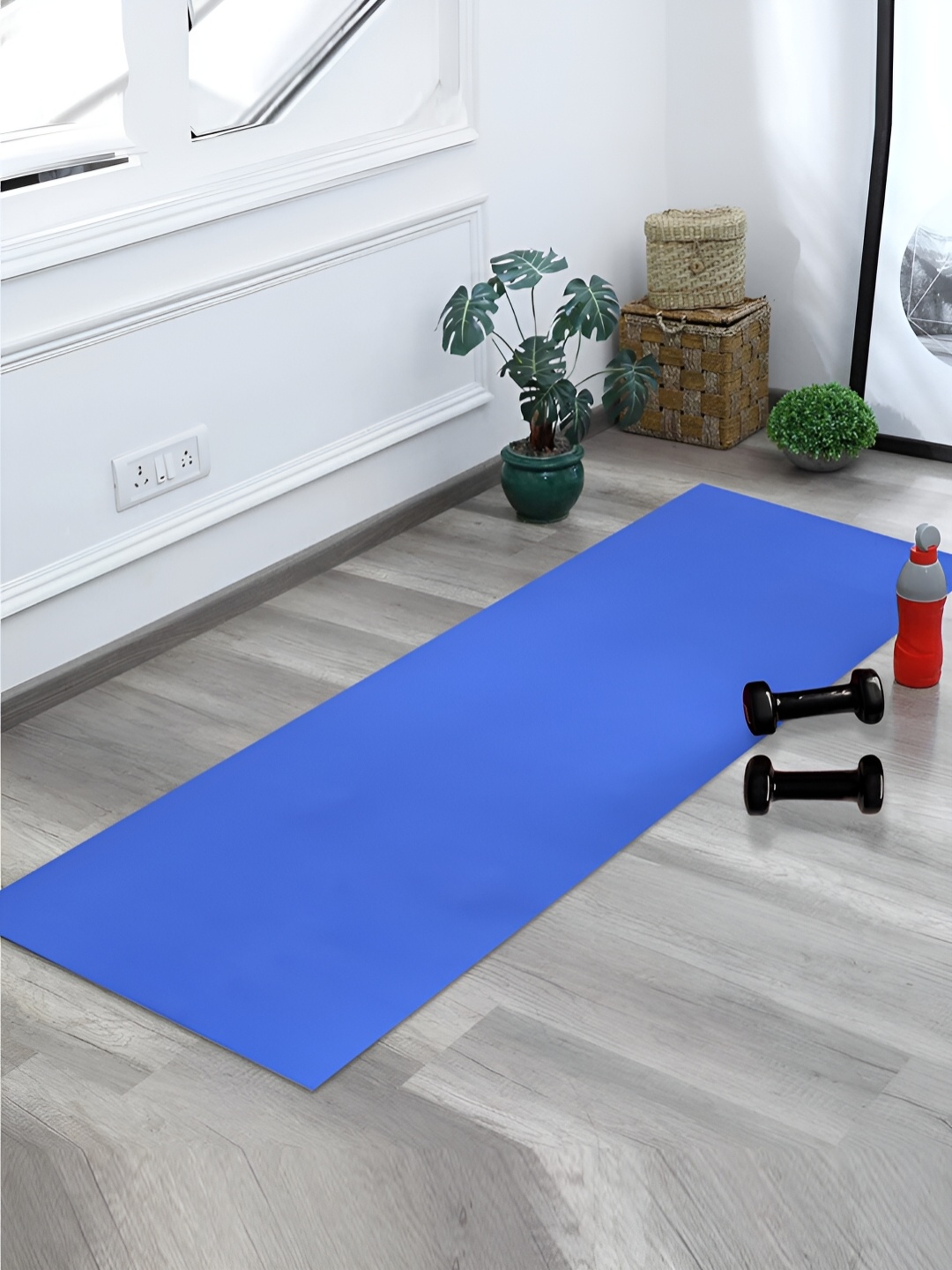 Kuber Industries Blue Textured Yoga Mat