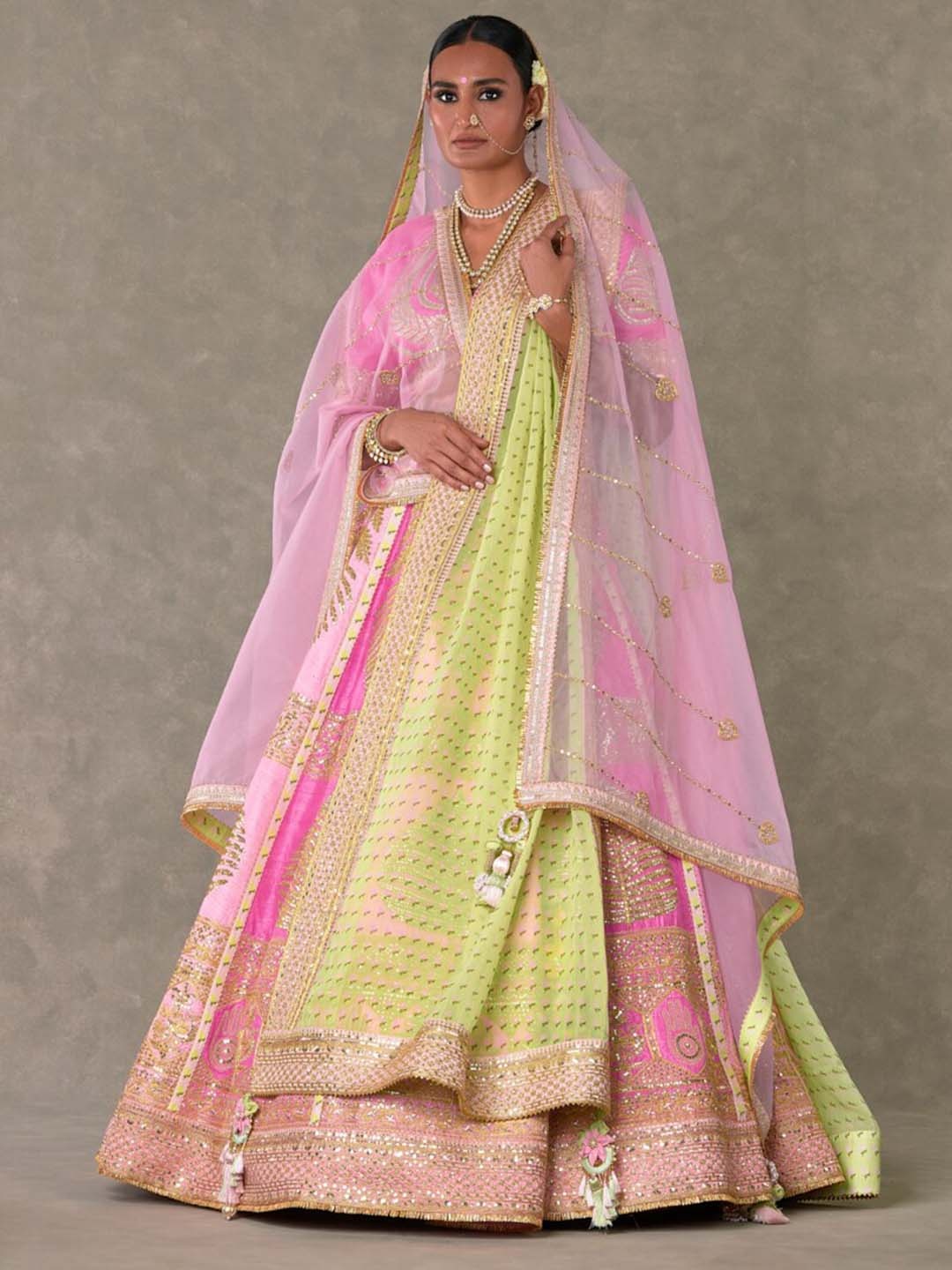 

Masaba Ethnic Motifs Embroidered Ready to Wear Lehenga & Blouse With Dupatta, Pink