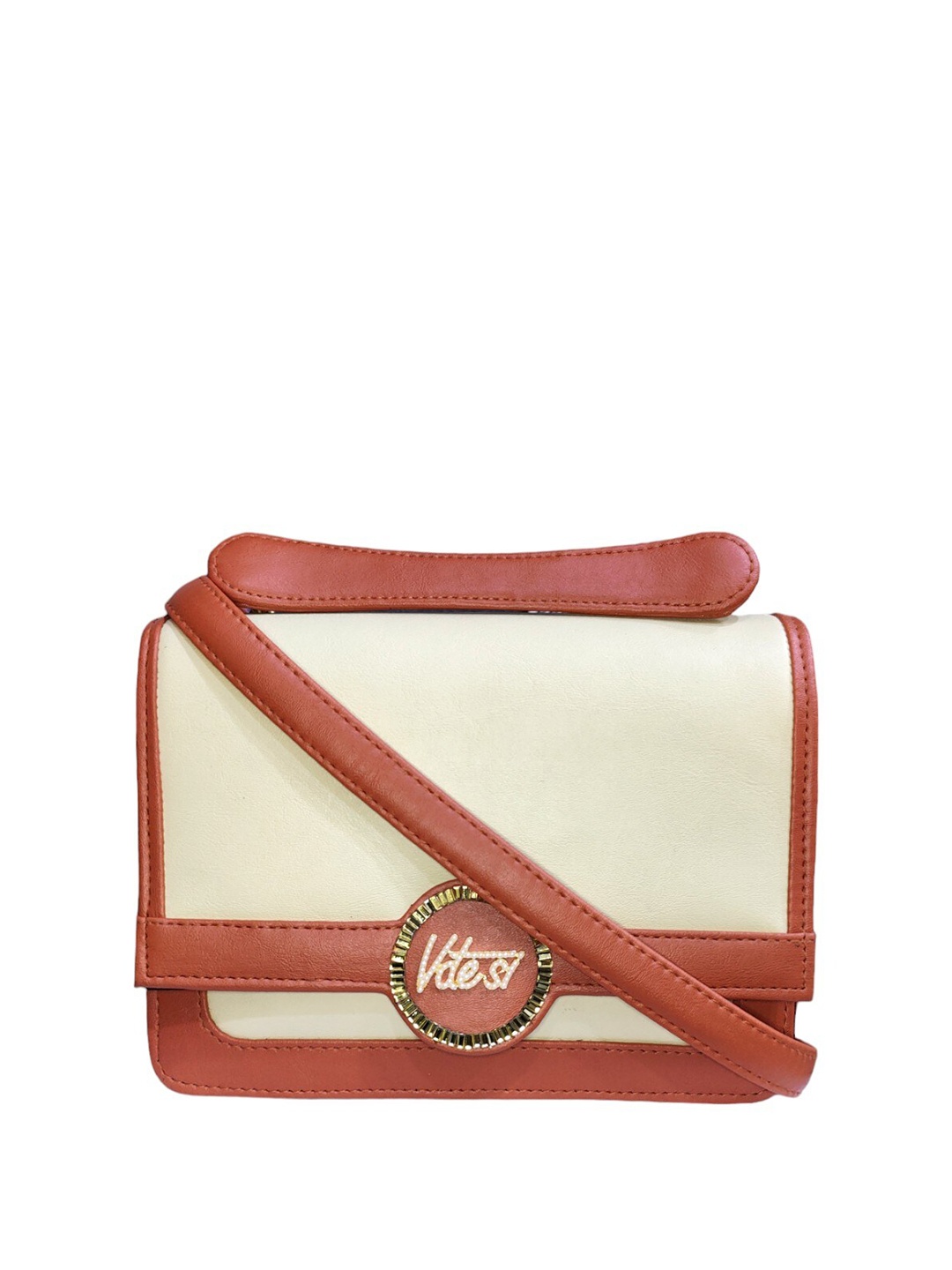 

Vdesi Colourblocked Structured Top Handle Flip bag, Rust