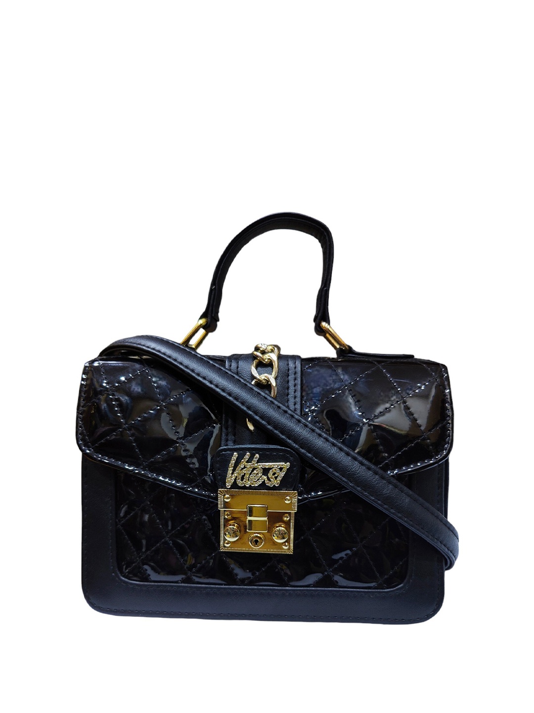 

Vdesi Structured Quilted Belt Flip Bag, Black